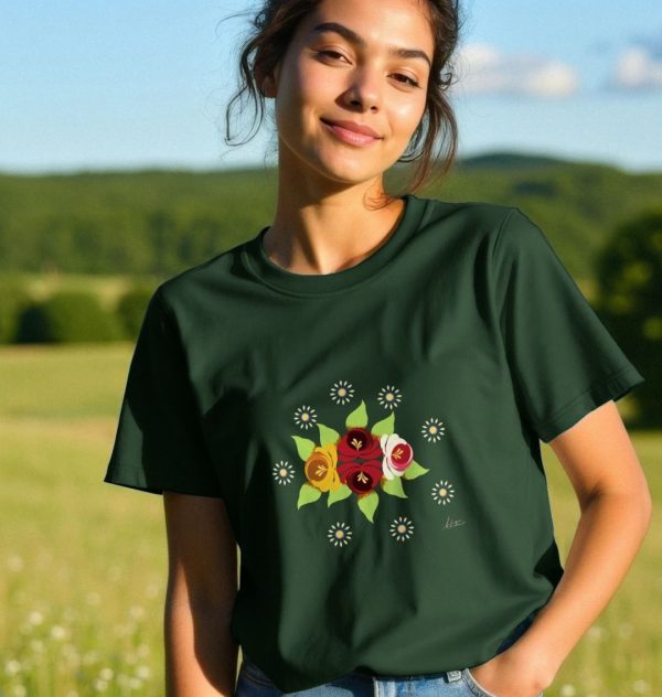 Women's Casual T-shirt: Roses and Daisies