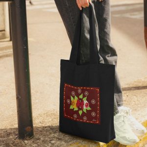 Cotton Tote Bag: Red Roses and Daisies Canal Art