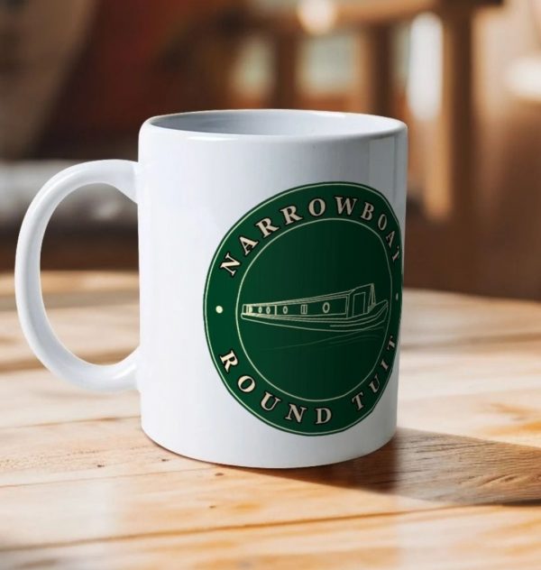 A photo of a white ceramic mug