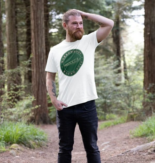 A photo of a man wearing a white t-shirt