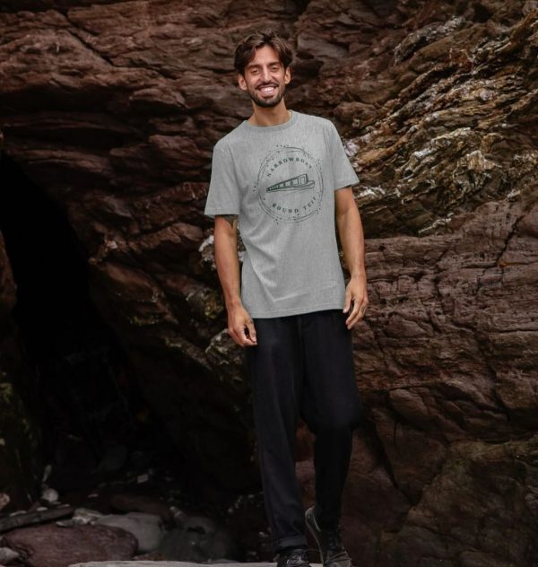 A photo of a man wearing a grey t-shirt